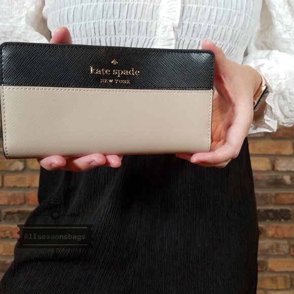 Kate Spade STACI Large SLIM BIFOLD Wallet Beige - Picture 3 of 7